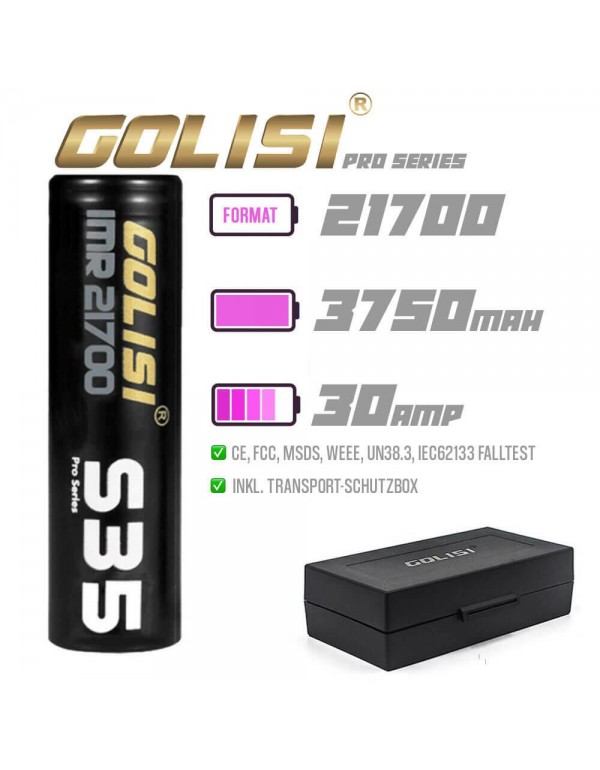 Golisi S35 21700 Akku 3750mAh 30A inkl. Transportb...